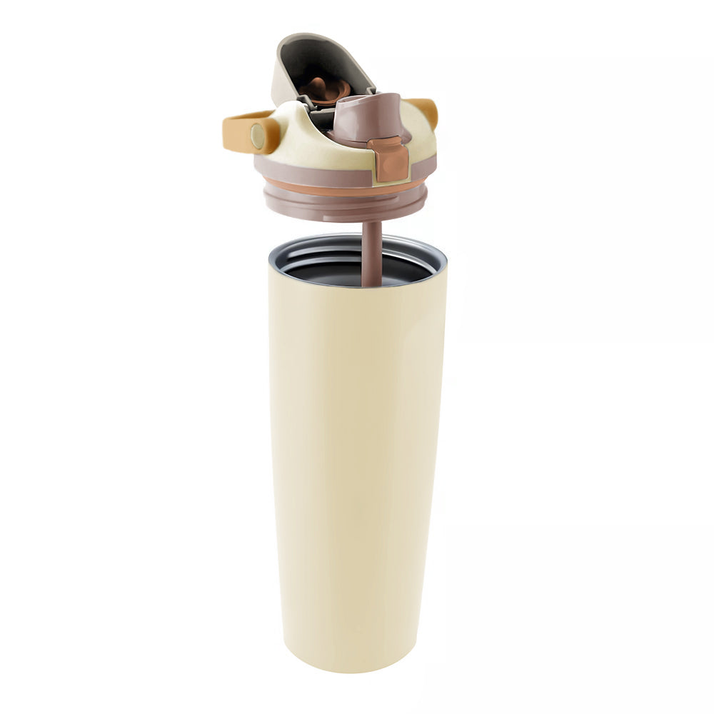 Leak-Proof Insulated Bottle | Patented Sip Lid, 24hr Ice Cold, Easy-Carry Handle Sway - Milky White