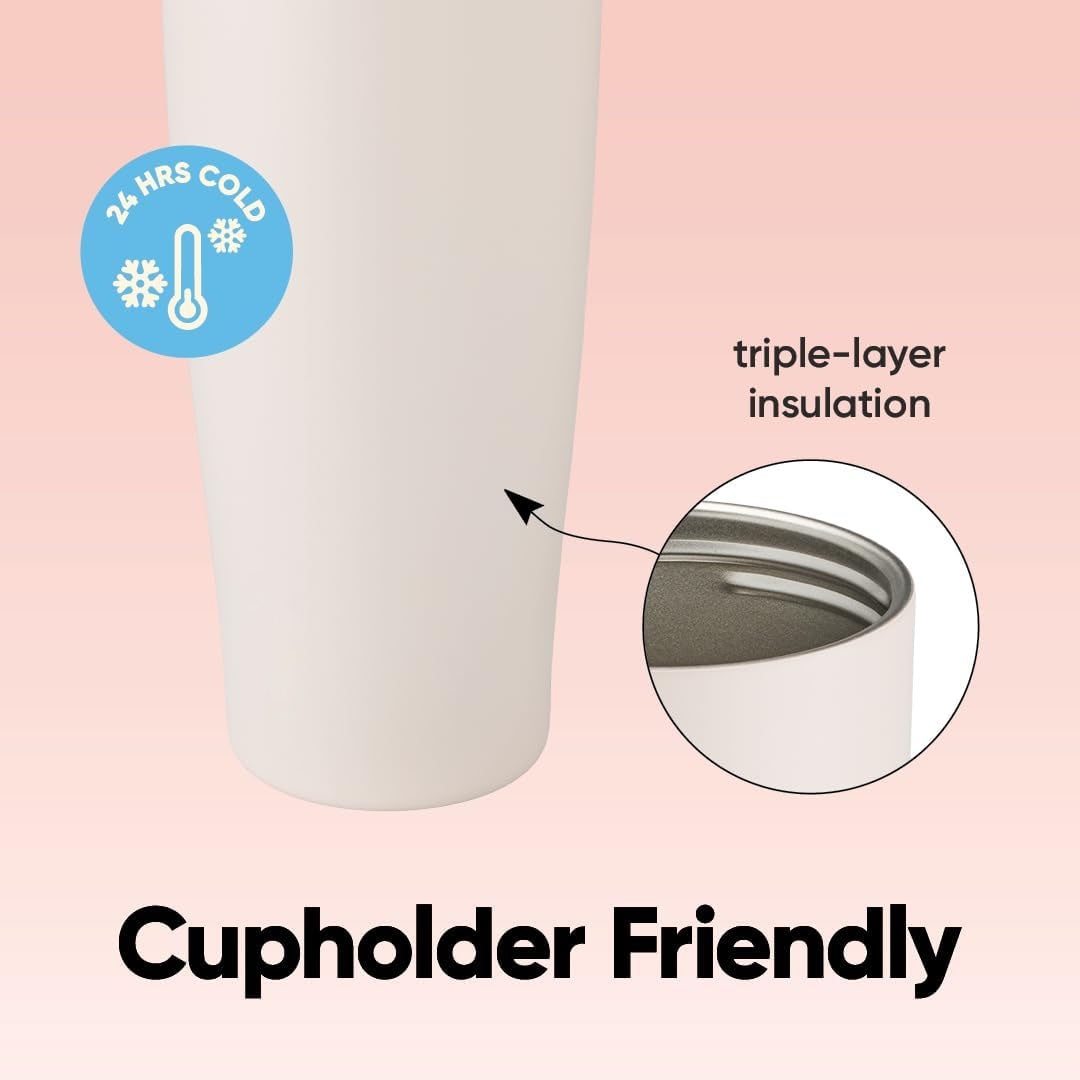 Leak-Proof Insulated Bottle | Patented Sip Lid, 24hr Ice Cold,Tumbler - Milky white