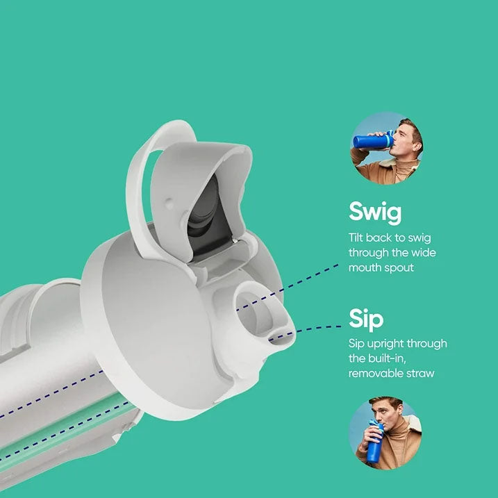 Leak-Proof Insulated Bottle | Patented Sip Lid, 24hr Ice Cold, Classic - Off-white